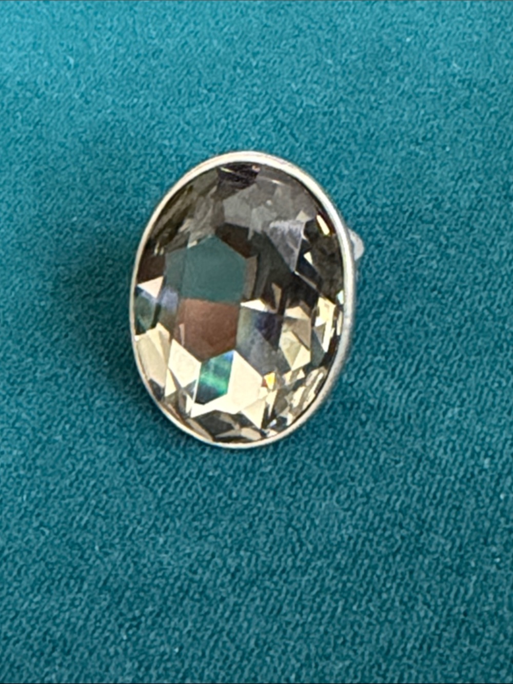 Tarina Tarantino Vintage Smoky Gray/Light Olive Green Glass Large Cocktail Ring